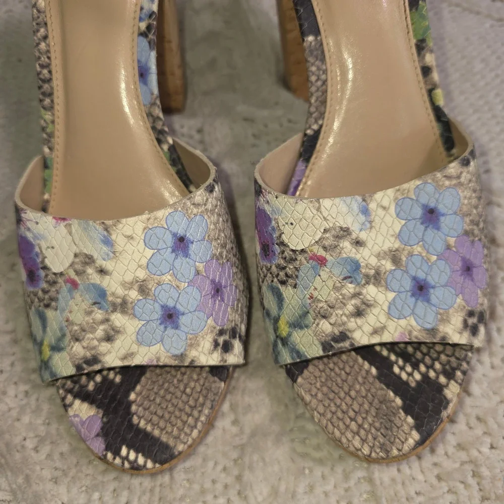 Vince Camuto Floral Snakeskin Platform Sandals‎ Multicolor Women 8.5 Excellent